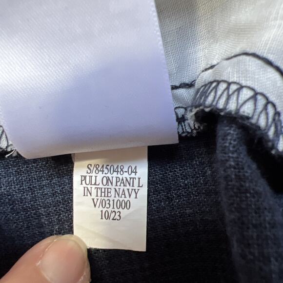 Old Navy Pants Men XL Blue Micro Plaid Linen Blend Loose Taper Pleats Drawstring - Picture 4 of 10